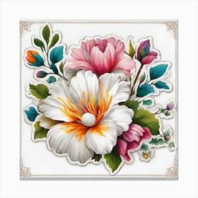 Flowers In A Frame Canvas Print