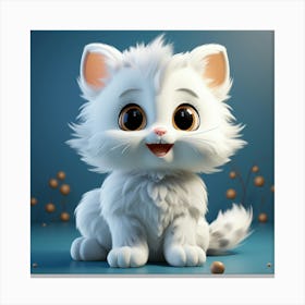 Cute White Cat 3 Canvas Print