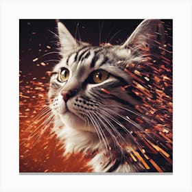 An Image Of A Cat With Letters On A Black Background, In The Style Of Bold Lines, Vivid Colors, Grap (11) Canvas Print