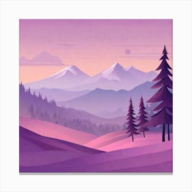 Misty mountains background in purple tone 112 Canvas Print