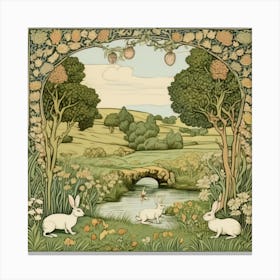 Rabbits In The Woods Canvas Print