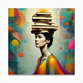 Modern Elegance in Abstract Book Stacking Canvas Print