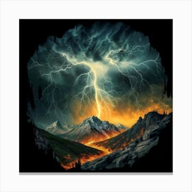 Impressive Lightning Strikes In A Strong Storm 14 Canvas Print