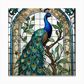 Peacock Stained Glass 1 Canvas Print