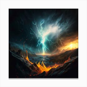 Impressive Lightning Strikes In A Strong Storm 20 Canvas Print