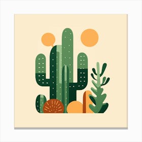 Rizwanakhan Simple Abstract Cactus Non Uniform Shapes Petrol 12 Canvas Print