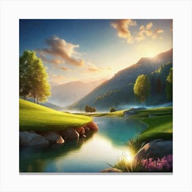Sunset On The Golf Course Canvas Print