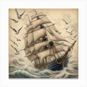 Sailing Ship In Rough Seas art Canvas Print