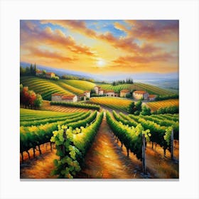 Sunset In Tuscany 3 Canvas Print