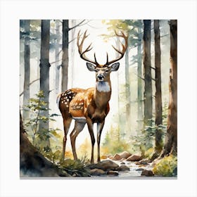 Deer In The Woods 78 Canvas Print