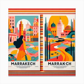 Marrakech Travel Poster Set Canvas Print