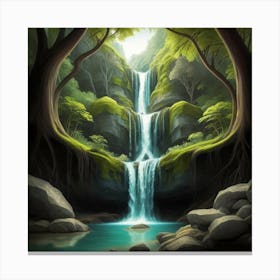 Waterfall In The Forest 5 Canvas Print