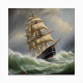 Ship In Rough Seas 2 Canvas Print