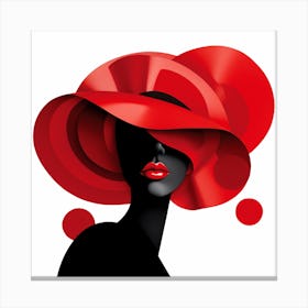 Portrait Of A Woman In Red Hat Canvas Print
