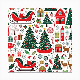 Christmas Seamless Pattern 1, Christmas Tree art, Christmas Tree, Christmas vector art, Vector Art, Christmas art, Christmas Canvas Print