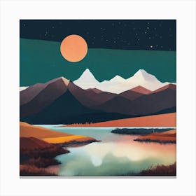 Boho Art Minimalist Landscape Mountains (5) Canvas Print