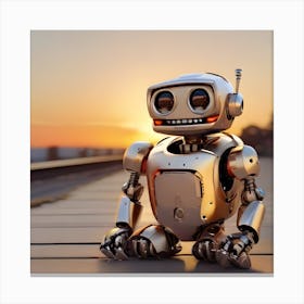 Robot At Sunset 2 Canvas Print