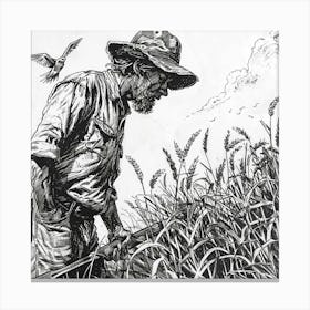 Farmer In The Field 1 Canvas Print