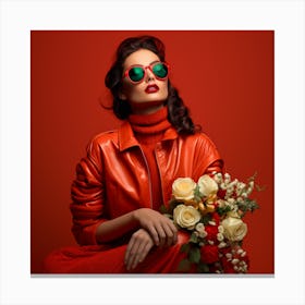 Portrait Of A Woman In Red Canvas Print