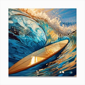 Surfboard In The Wave Canvas Print