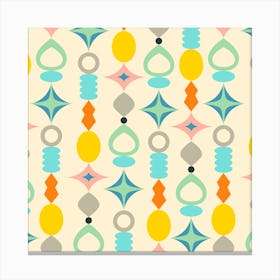 SUNCATCHERS Palm Springs Mid-Century Modern Style in Retro Multi-Colours on Cream Canvas Print