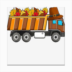 Kids Construction Vehicle Thanksgiving Pumpkin Fall Autumn Canvas Print