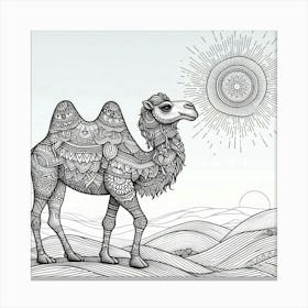 Line Art camel Canvas Print