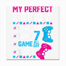 7th Birthday Party Perfect Bday 7 Years Old Gamer Boy & Girl Canvas Print