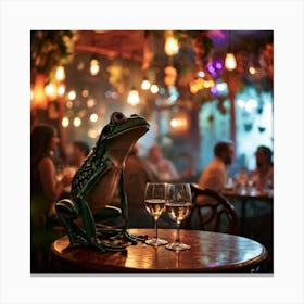 Frogs Masterfully Performing Tango In The Heart Of A Lively Argentine Restaurant Set Amidst An Explo Canvas Print