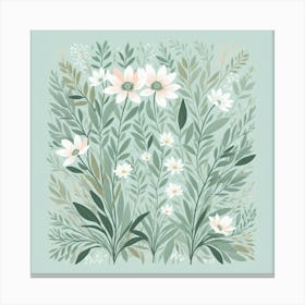 Sage Green Floral Art Print Canvas Print