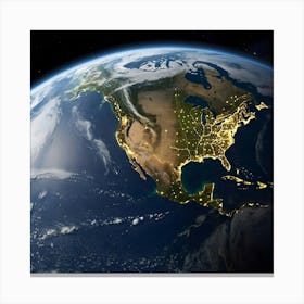 Earth At Night 16 Canvas Print