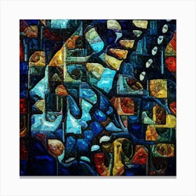 Abstract Painting, Oil On Canvas, Blue Color Canvas Print