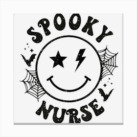 Spooky Nurse Cute Happy Face Funny Halloween Shirt For Nurse Canvas Print