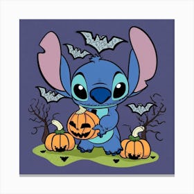 Stitch Halloween Pumpkins Canvas Print
