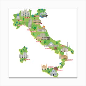 Italy Map Canvas Print