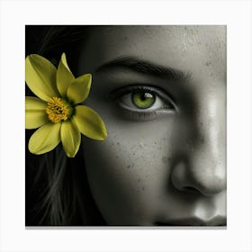 Portrait Of A Girl With A Flower Canvas Print