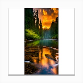 Sunset In The Forest Canvas Print