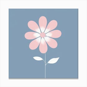 A White And Pink Flower In Minimalist Style Square Composition 208 Canvas Print