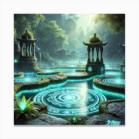 A Serene And Mystical View Of The Dragon Pools Canvas Print