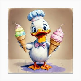 Duck With Ice Cream Cones Canvas Print