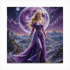 Beautiful Woman In A Purple Dress Canvas Print