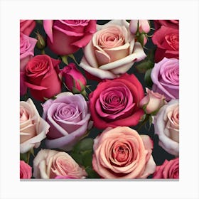 Roses Seamless Pattern 16 Canvas Print