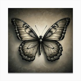 Butterfly In Black And White Canvas Print