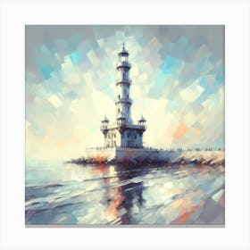 Light Color Brush Painting Lighthouse Of Alexandria 1 Canvas Print