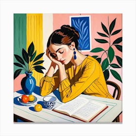 Woman Reading A Book 12 Canvas Print