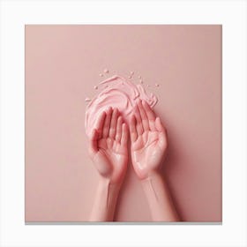 Pink Hand Cream On A Pink Background Canvas Print