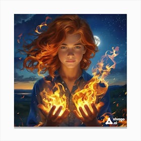 BOY With Fire In Her Hands Canvas Print