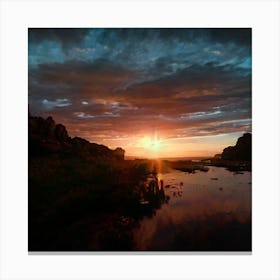 Sunset Over River Canvas Print