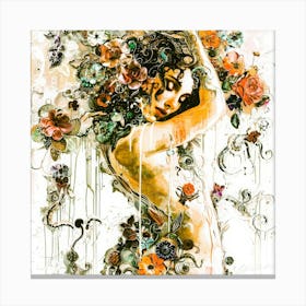 Lacey - Nude With Flowers Canvas Print