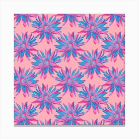 DAHLIA BURSTS Multi Abstract Blooming Floral Summer Bright Flowers in Fuchsia Pink Blue Purple on Blush Canvas Print